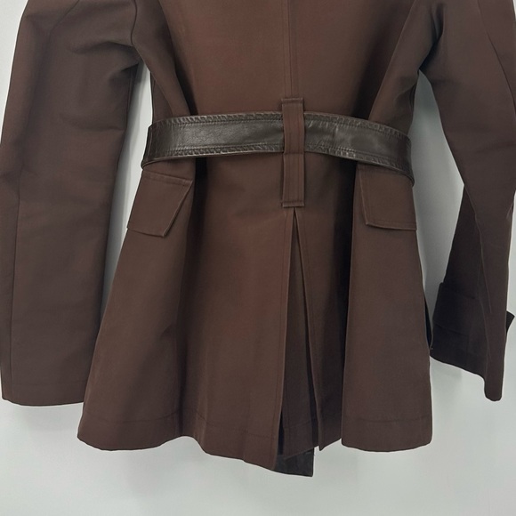 Kenneth Cole New York Midi Trench Coat Womens 42 6 Brown Belted Collar - Picture 9 of 10